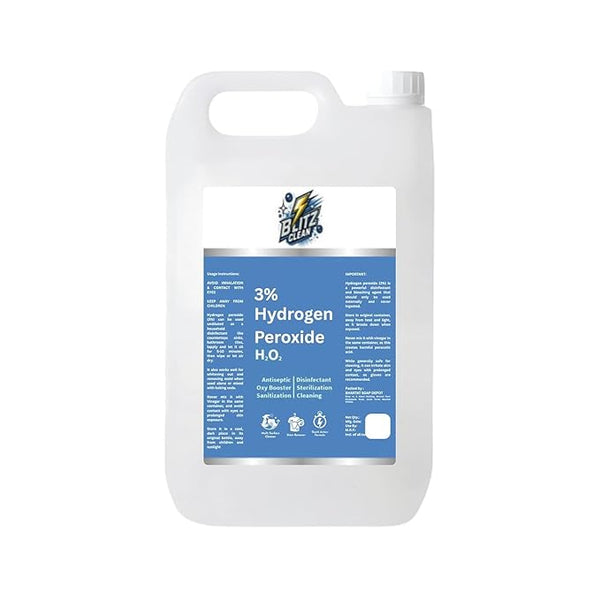 Hydrogen Peroxide Solution 3% - 5000 Ml | Multi-Purpose Cleaner & Disinfectant | Antiseptic, Surface Sanitizer & Stain Remover |