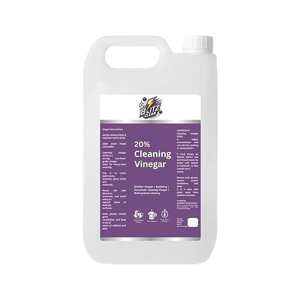Cleaning Vinegar - 5000ml, 20% Concentrated | Multipurpose Cleaning | Sanitizing | Cleaning Vinegar | Surface Cleaner - Glass, Stainless Steel,Ceramic | Odor Remover | Lime Scale Remover
