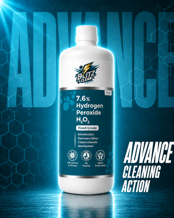 Hydrogen Peroxide 7.6% Food Grade 1000 ml | Stabilizer-Free Multi-Purpose Cleaner, Vegetable Wash & First Aid
