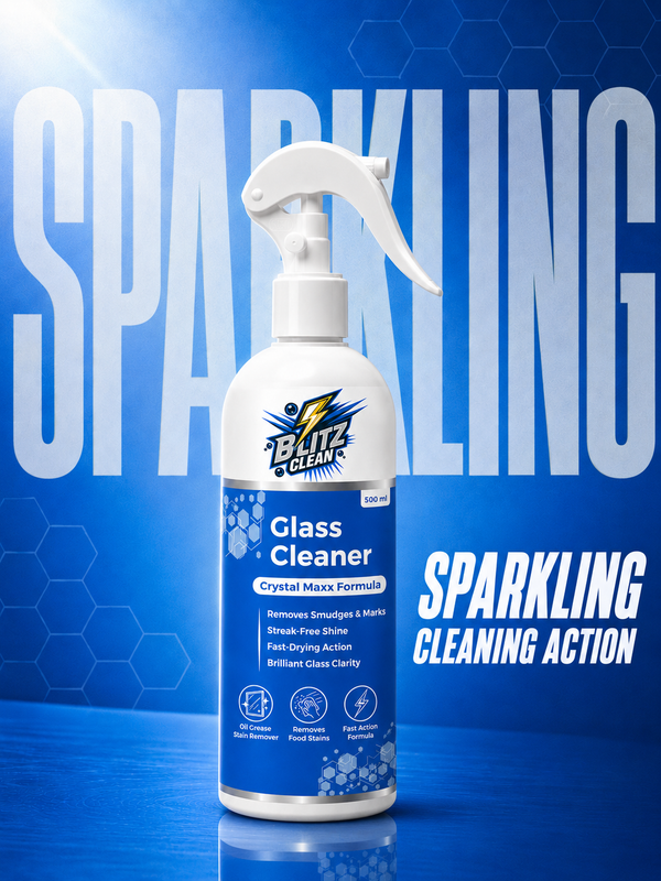 Glass Cleaner 500 ml Spray | Crystal Maxx Formula | Streak-Free Glass & Mirror Cleaner | Removes Smudges, Fingerprints & Marks | Fast-Drying Cleaner for Windows, Mirrors, Glass Tables, Shower Glass & Car Glass