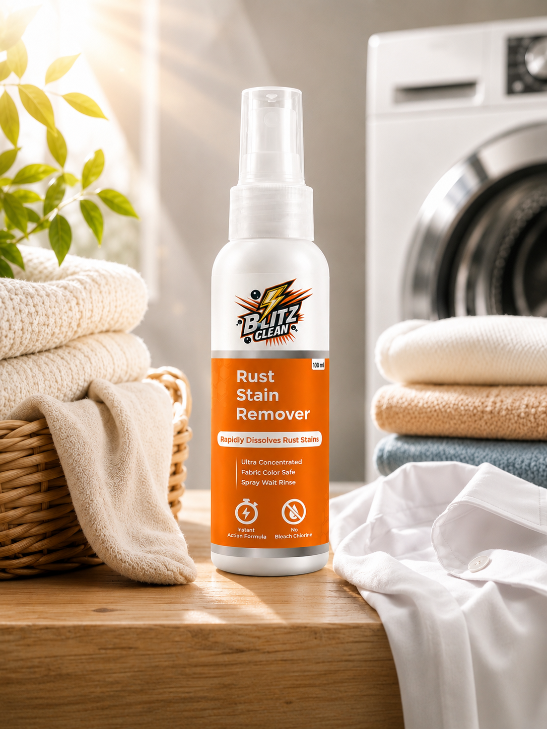 Premium Rust Stain Remover Spray for Clothes - 100 ml | Fast-Acting & Fabric-Safe Laundry Spot Cleaner | Removes Tough Iron & Rust Marks