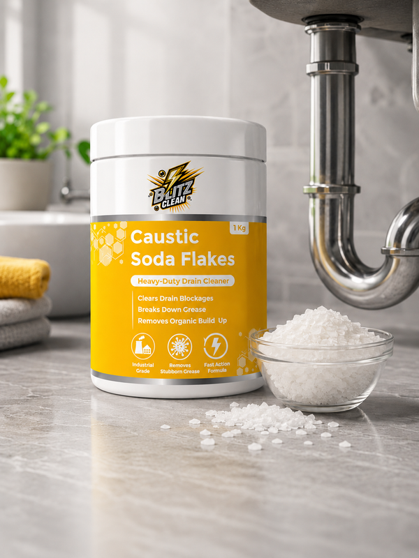Caustic Soda Flakes 1 KG | Heavy-Duty Drain Cleaner | Clears Drain Blockages, Breaks Down Grease & Organic Build-Up